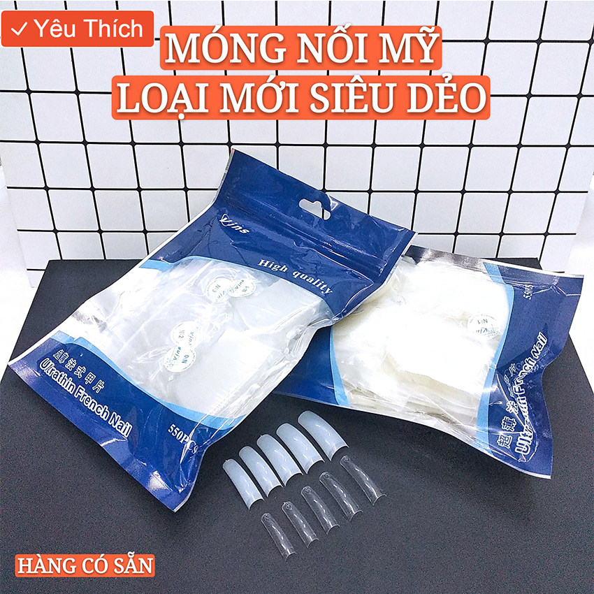 Móng nối Mỹ loại mới 550 móng đủ size - Móng tip form đẹp rất dẻo và bền