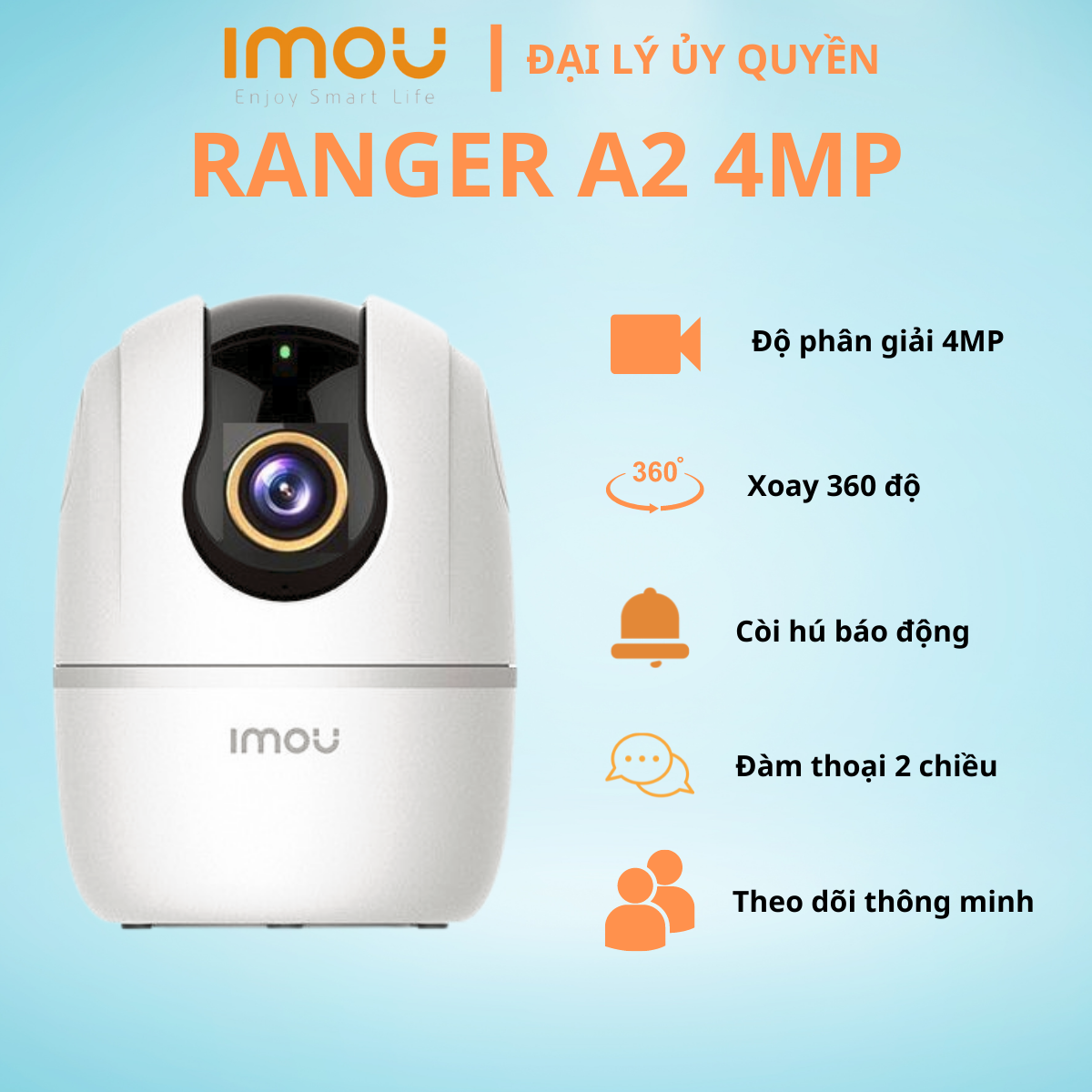 Camera wifi trong nhà xoay 360 imou ranger a2 4mp hàng chính hãng
