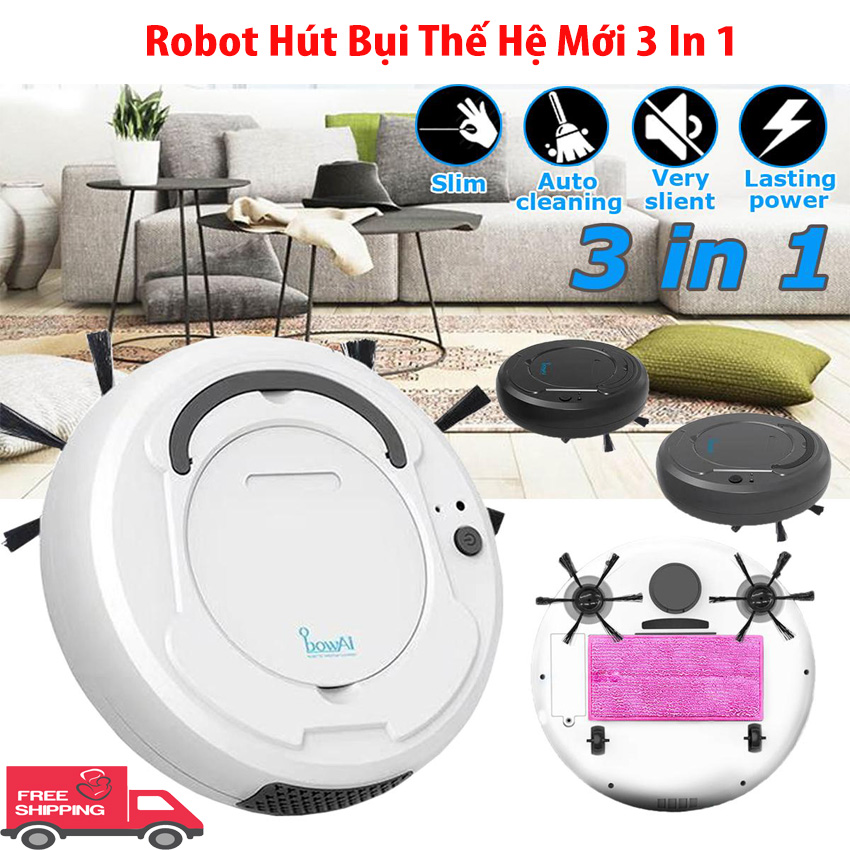 Robot Hút Bụi Lau Nhà - Robot Hút Bụi Tự Động Tránh Khi Phát Hiện khi gặp các vật cản  Dễ Dàng Làm Sạch Các Vị Trí Khó Như Gầm Giường Tủ  Bh 12 Tháng