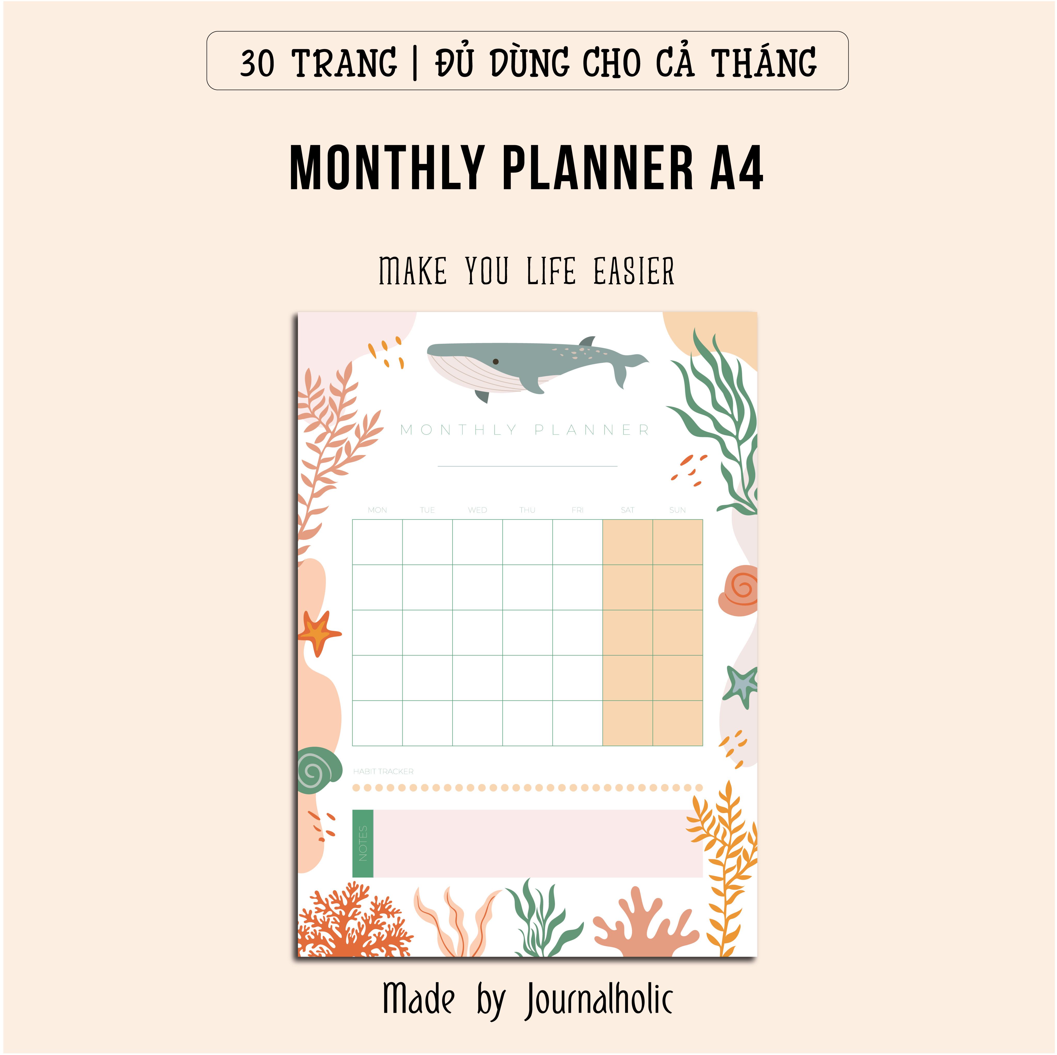 Template Monthly Planner - Journalholic