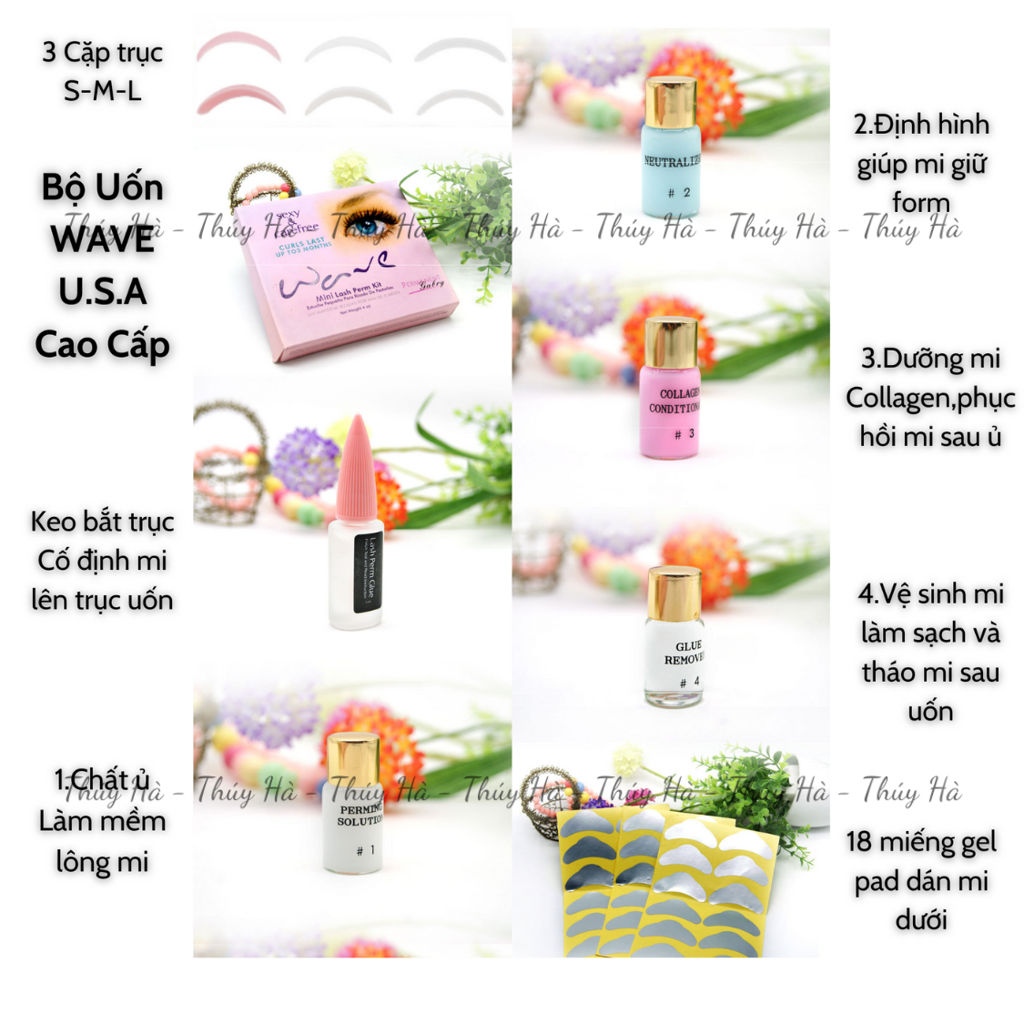 Bộ uốn mi wave mỹ 6d collagen cao cấp - dụng cụ nối mi _ thúy hà eyelash