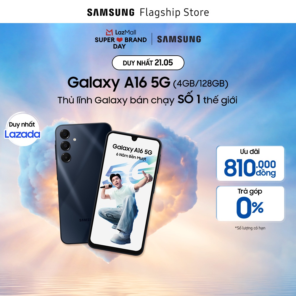 [ĐÓN CHỜ SIÊU SALE 21.5] Điện thoại Samsung Galaxy A16 5G (4-128GB), màn hình Super AMOLED 6.7", kháng bụi nước IP54, bền mượt 6 năm