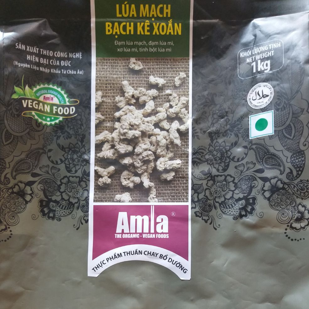 1kg - bạch kê xoắn amla - đạm lúa mạch - không biến đổi gen, gluten - thực phẩm thuần chay dinh dưỡng.