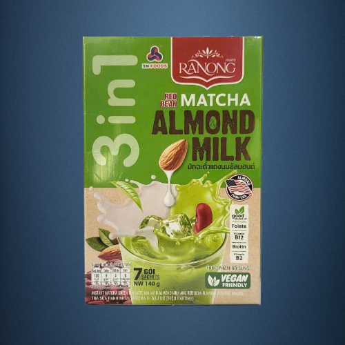 Hộp XANH LÁ 140gr / 7 gói - TRÀ SỮA HẠNH NHÂN MATCHA VỊ ĐẬU ĐỎ RANONG TEA 3 in 1 Instant Green Tea Latte