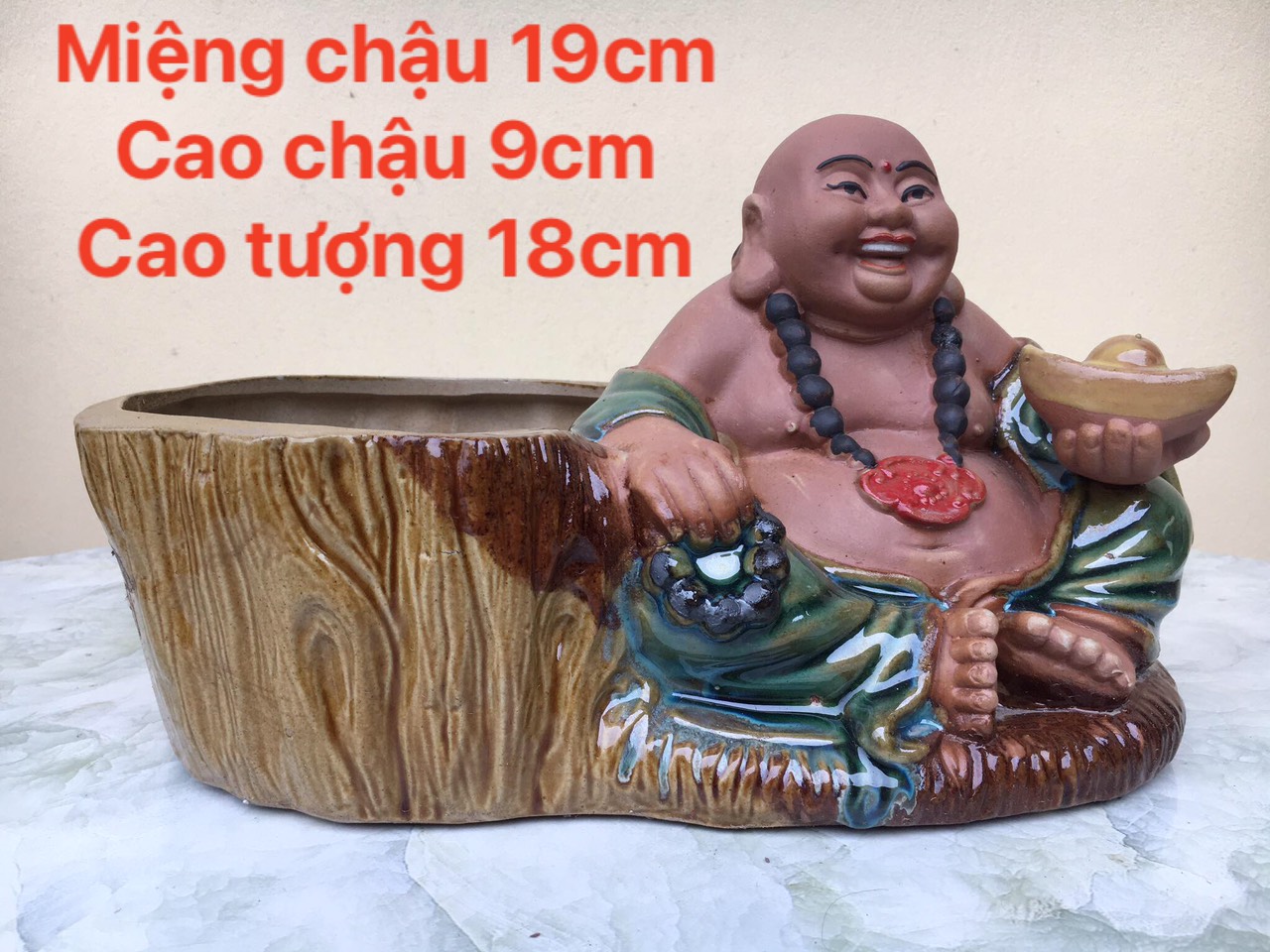 Chậu tượng di lạc cầm vàng