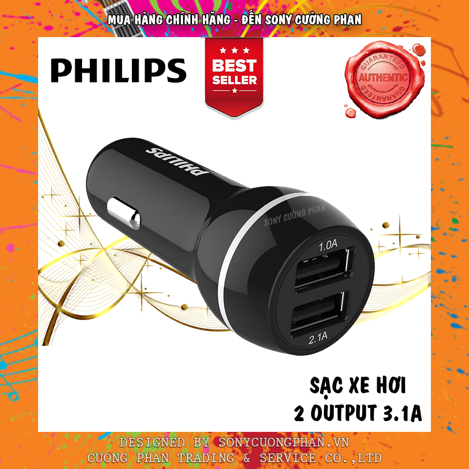 Dock Sạc Điện Thoại Trên Xe Hơi Philips DLP2357/11 - Sạc Nhanh Output 3.1A