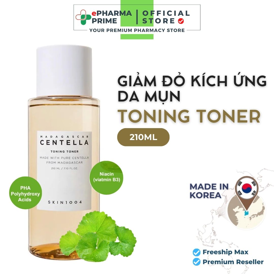 Toner rau má centella dịu nhẹ dành cho da mụn - toner skin 1004 madagascar centella toning toner 210ml