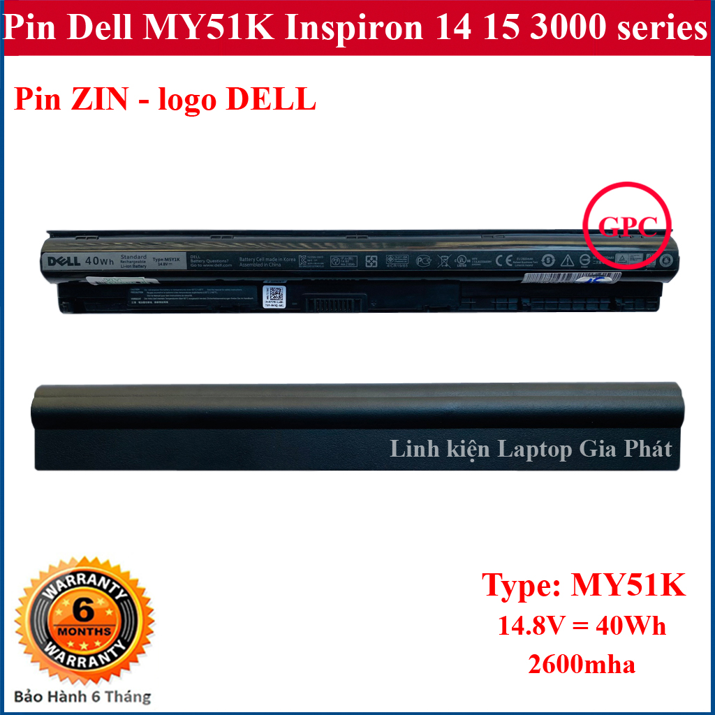 Pin laptop dell inspiron 14 15 3000 series vostro 3458 3558 3559 3468 3568 m5y1k 40wh