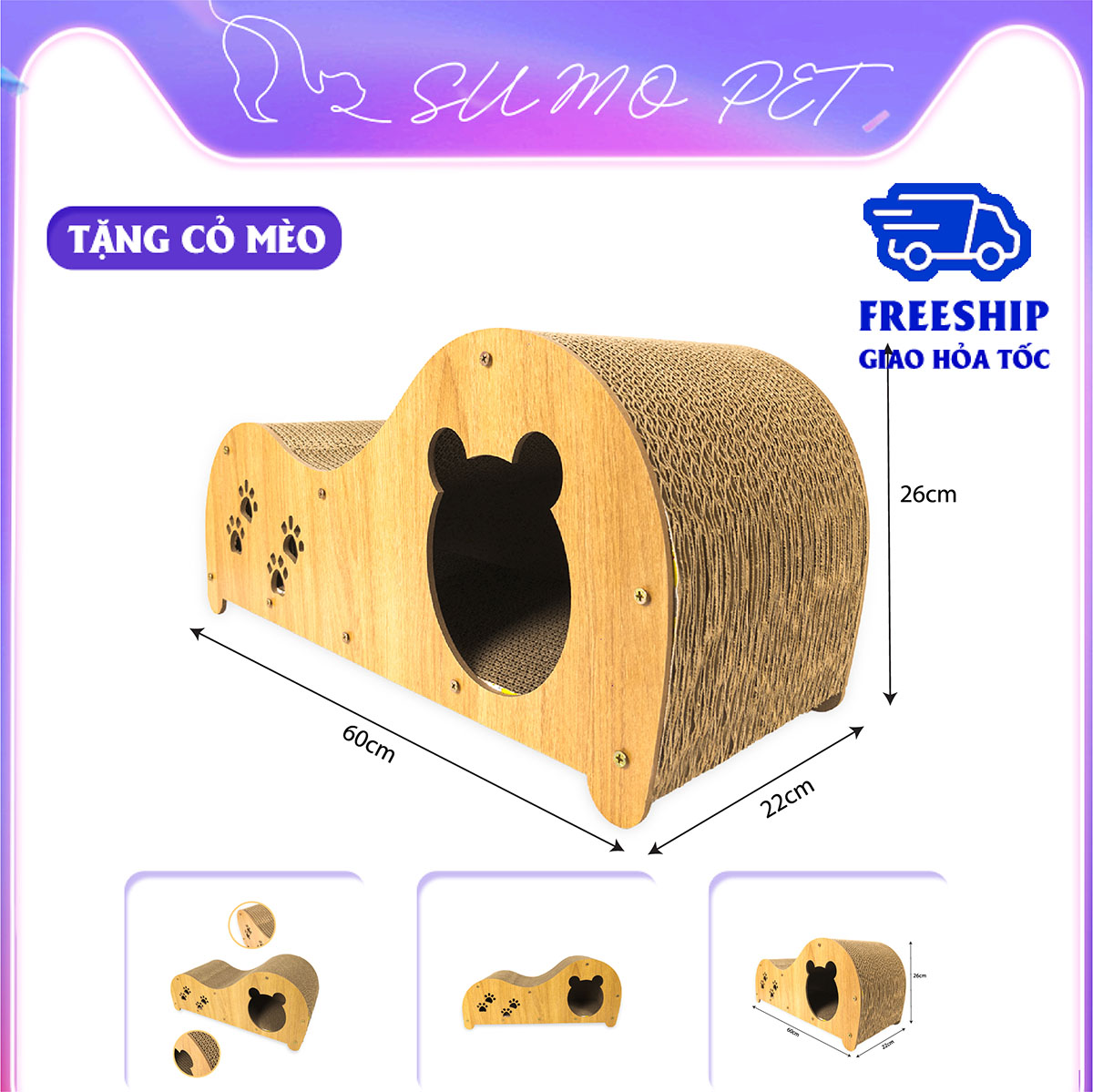 Cat toy, chuồng gỗ cho mèo,đồ chơi mèo,nhà gỗ cho mèo hình ghế tình yêu - ggty01