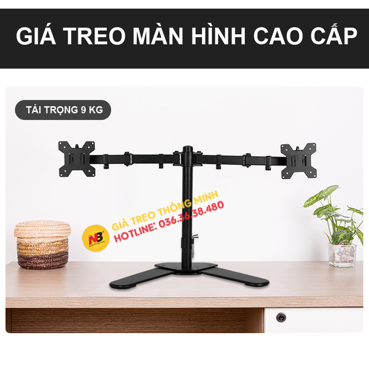 Giá treo hai màn hình - tay treo đỡ màn hình kép đặt bàn m042 17 - 27 inch - xoay 360 độ - giá đỡ màn hình