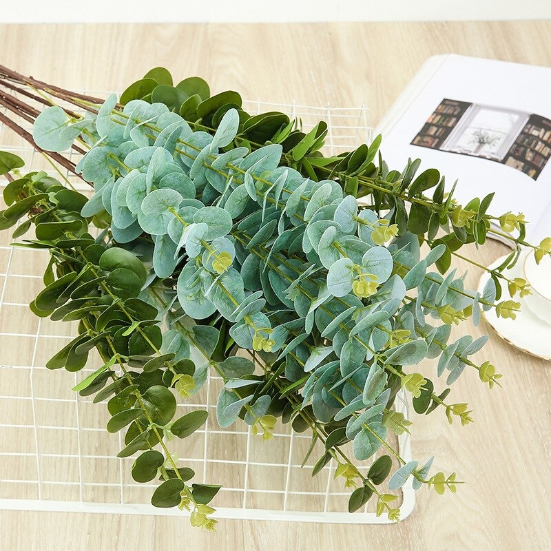 Cành lá táo giả - Cành lá bạch đàn giả - 3 nhánh dài 80cm - Cây giả, hoa lụa Decor trang trí nhà cửa