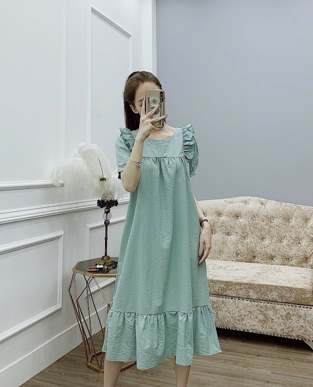 Váy bầu công sở  Aidenshop Đầm bầu đẹp  thời trang thiết kế dáng suông dài