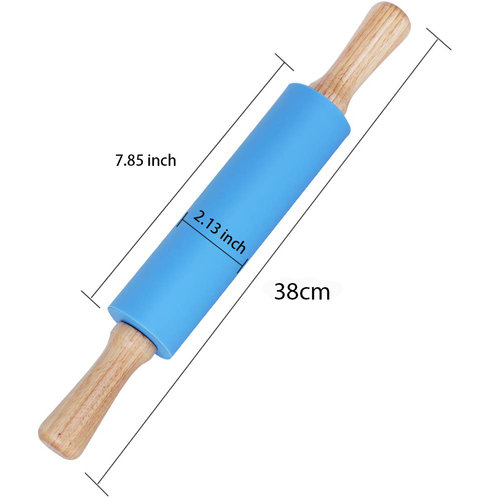 Cán lăn silicon tay cầm gỗ 38cm