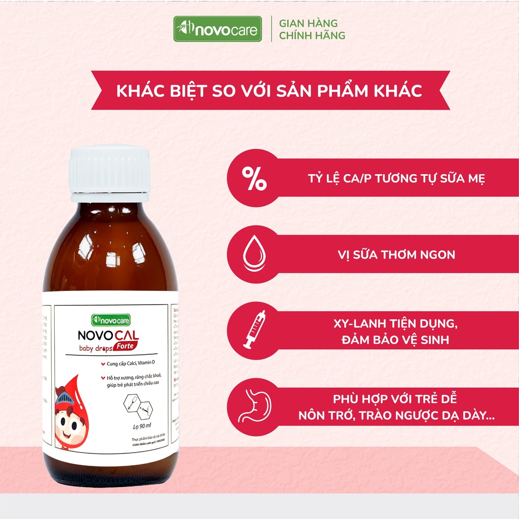 Canxi cho bé Novocare Novocal Baby Drops canxi sữa bổ sung canxi D3 cho bé giúp xương chắc khỏe