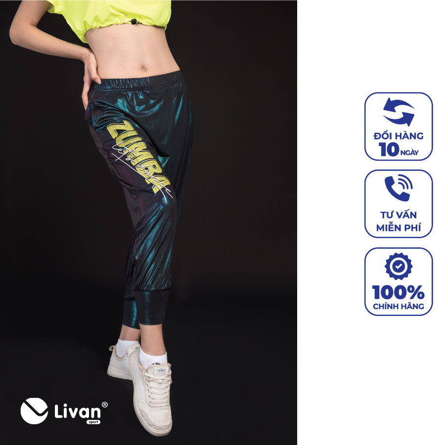 Quần nhảy zumba nữ, chất liệu cao cấp màu xanh bóng Livan Sport