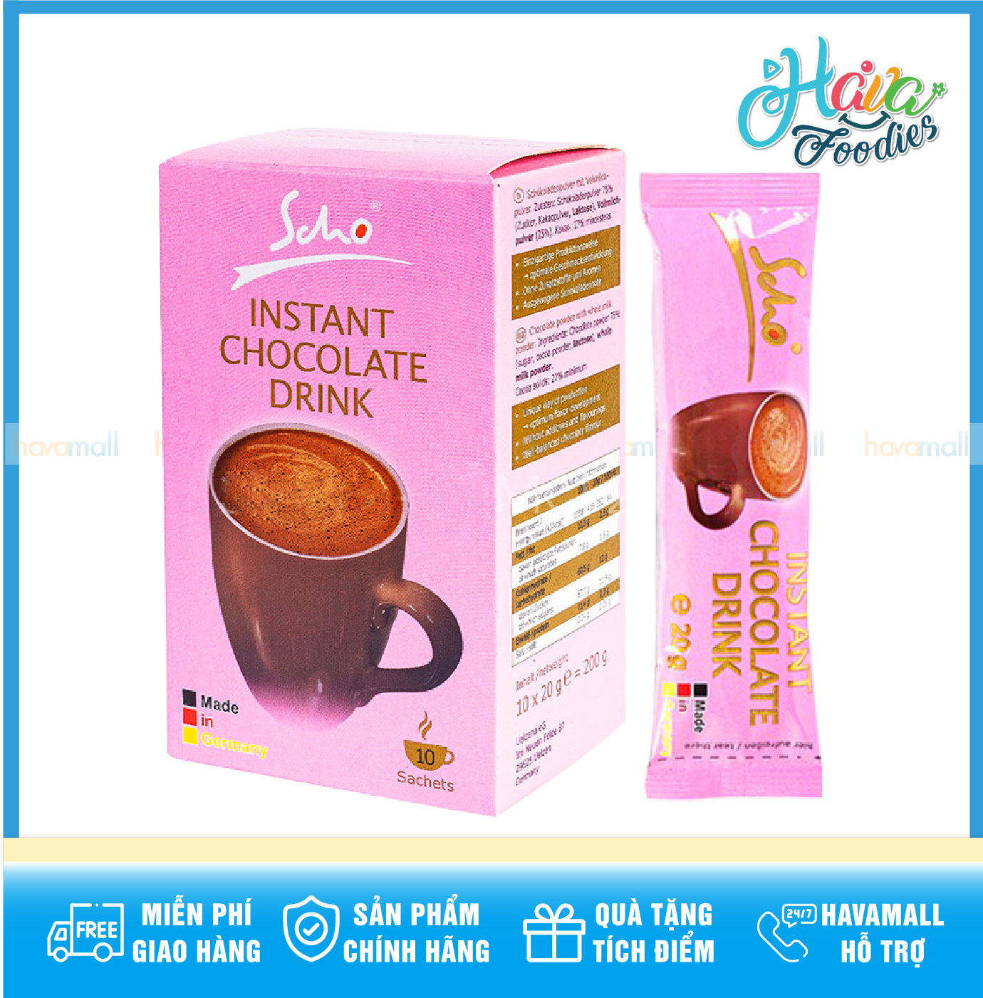 DATE MỚI NHẤT Bột Cacao dinh dưỡng Scho Sweat Treat Hộp 10 Gói x 20g