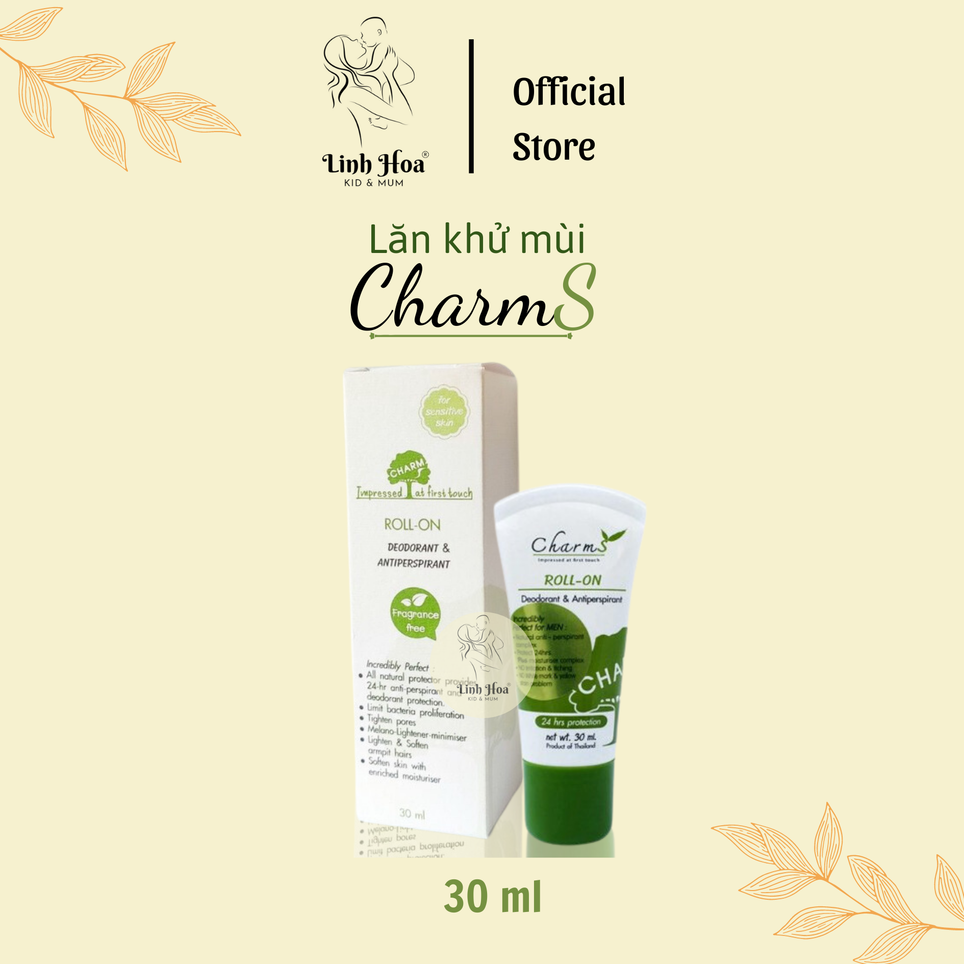 Lăn nách khử mùi - charms roll on deodorant & antiperspirant