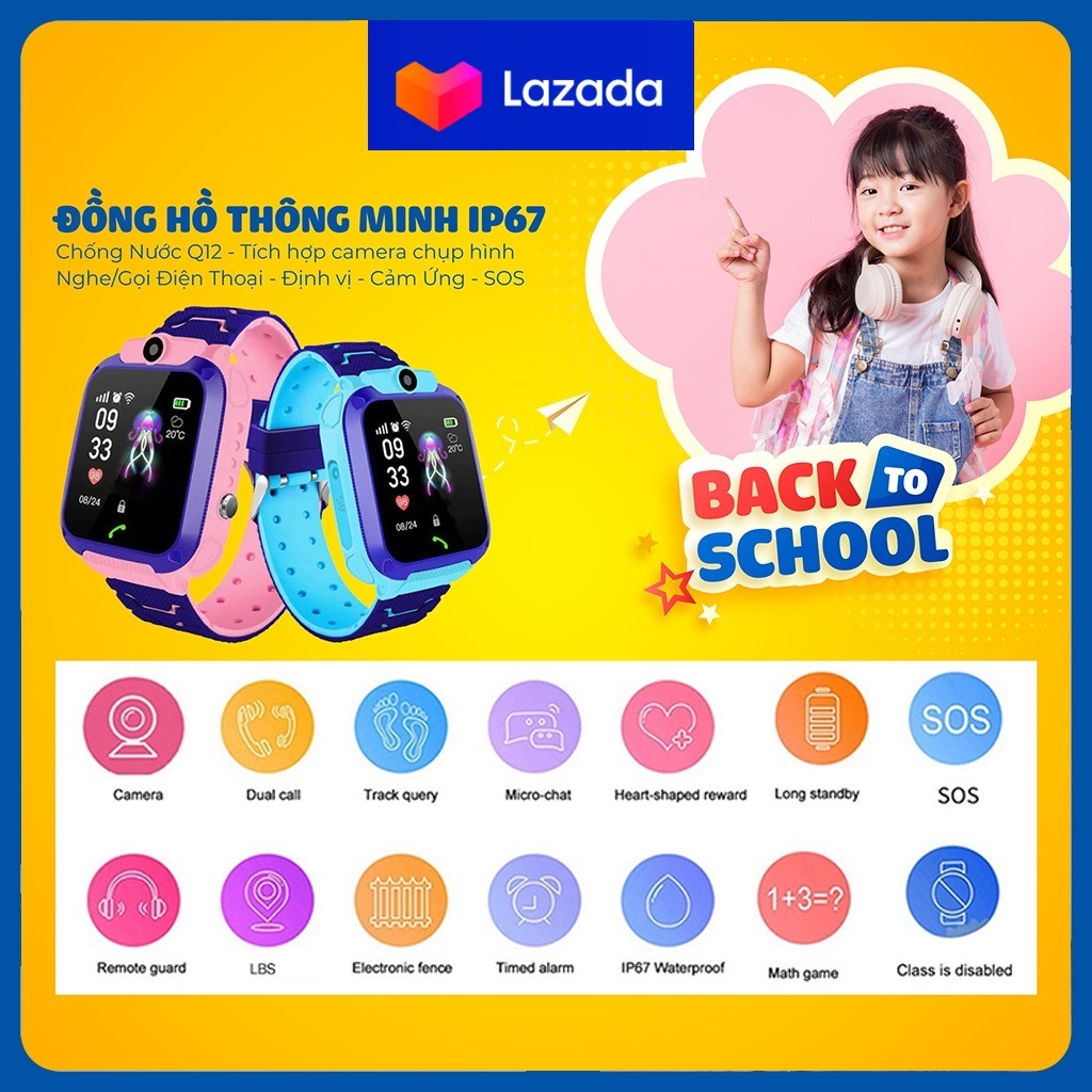 Đồng hồ định vị trẻ em Q12 chính hãng bảo hành 12 tháng Đồng Hồ Thông Minh Trẻ Em Q12 PHIÊN BẢN SẠC TỪ XỊN XÒ Chống Nước IP67, Lắp Sim Nghe Gọi 2 Chiều,Nhắn Tin, Định Vị LBS