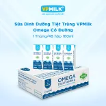 [Thùng 48 hộp 180ml] Sữa Dinh Dưỡng Tiệt Trùng VPMilk Omega CÓ ĐƯỜNG hộp cho bé trên 1 tuổi
