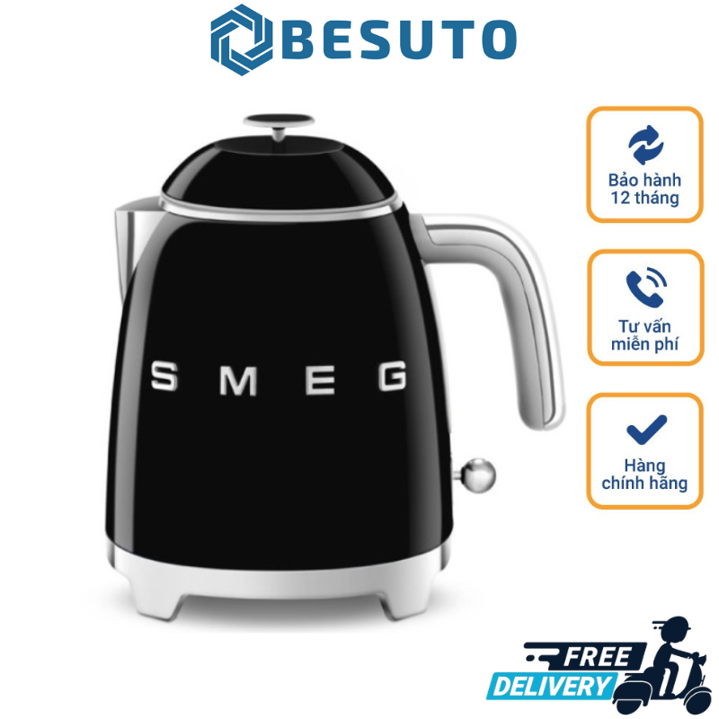 Ấm siêu tốc mini smeg klf05, dung tích 0,8l, smeg kettle, ấm đun nước phong cách cổ điển, nhiều màu, nhập đức, bảo hành 12 tháng