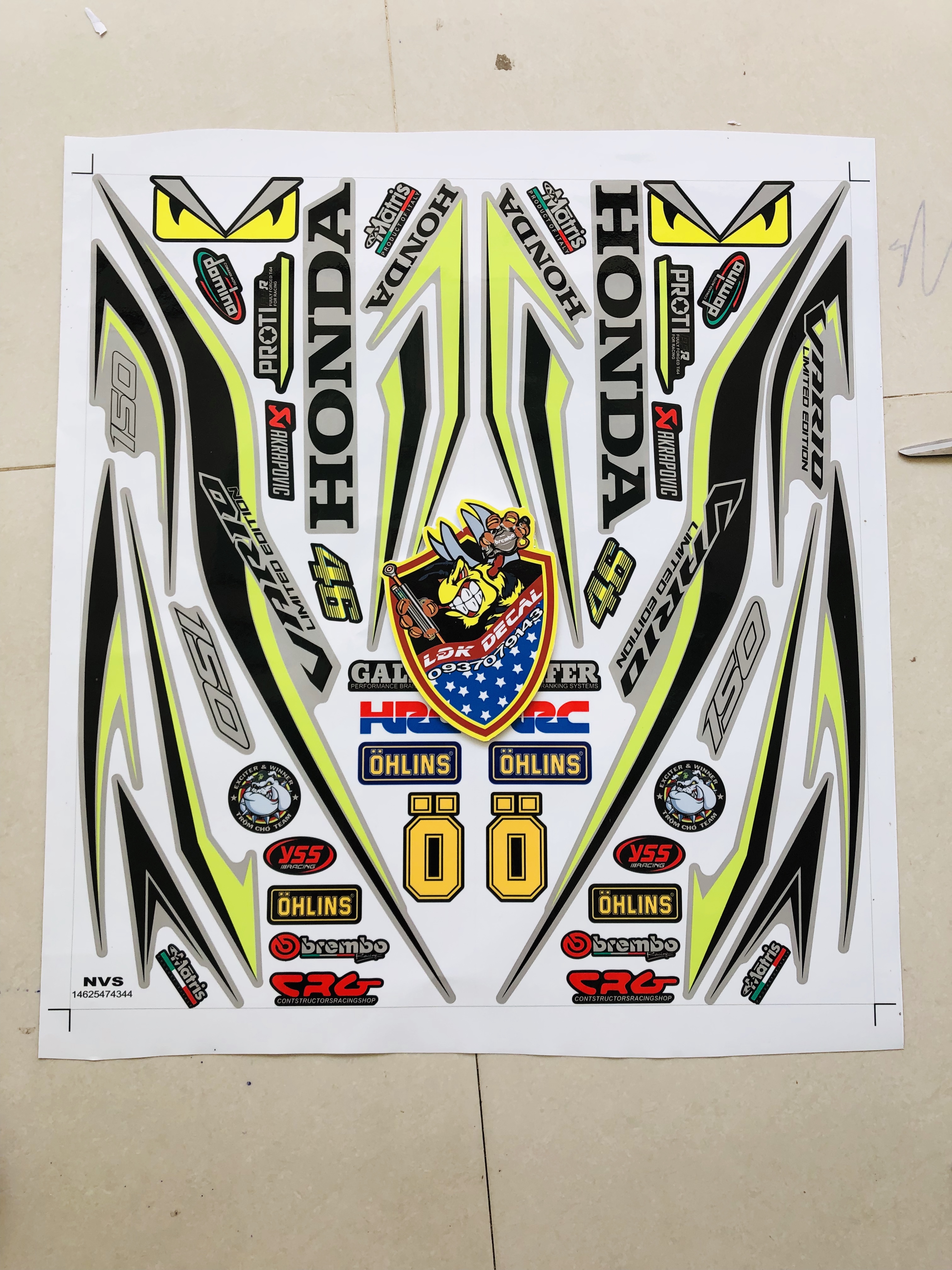 tem rời vario dán xe bạc