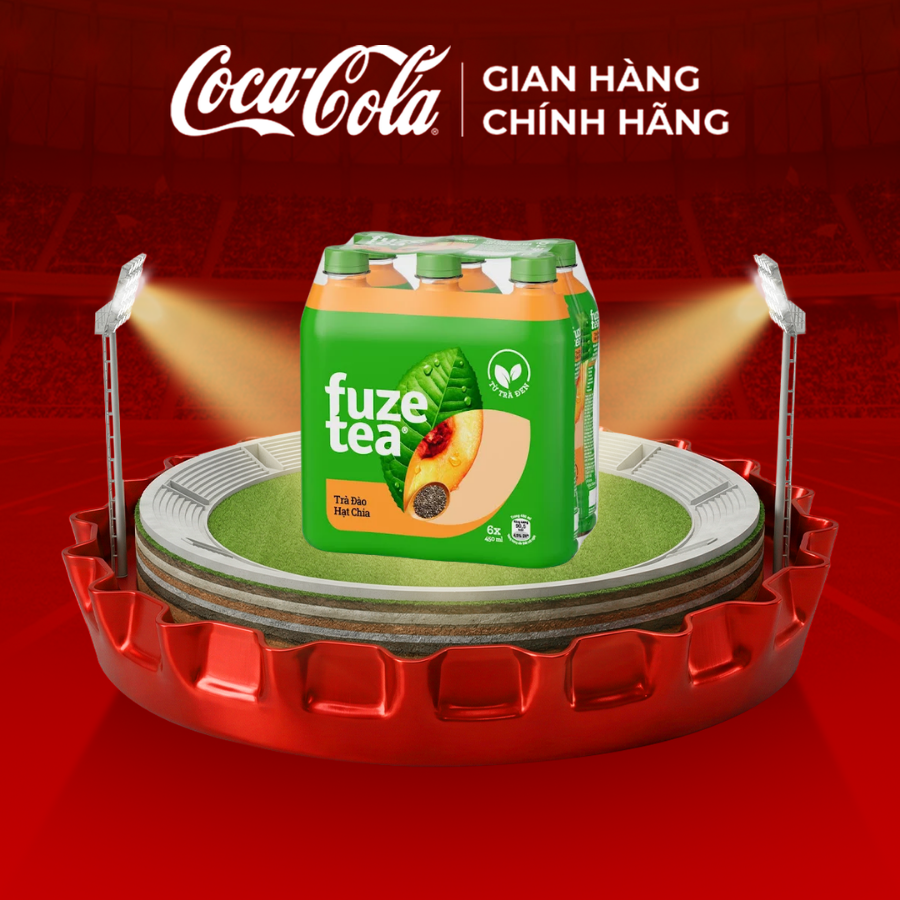 [SIÊU SALE ] Lốc 6 Chai Trà Đào Và Hạt Chia Fuze Tea 450ml/Chai Sale 4.4 Coca-Cola Chính Hãng_LD