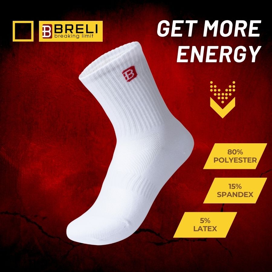 Tất nam thể thao BRELI - BTB2252-DPE vớ thể thao nam Nano kháng khuẩn chống hôi chân