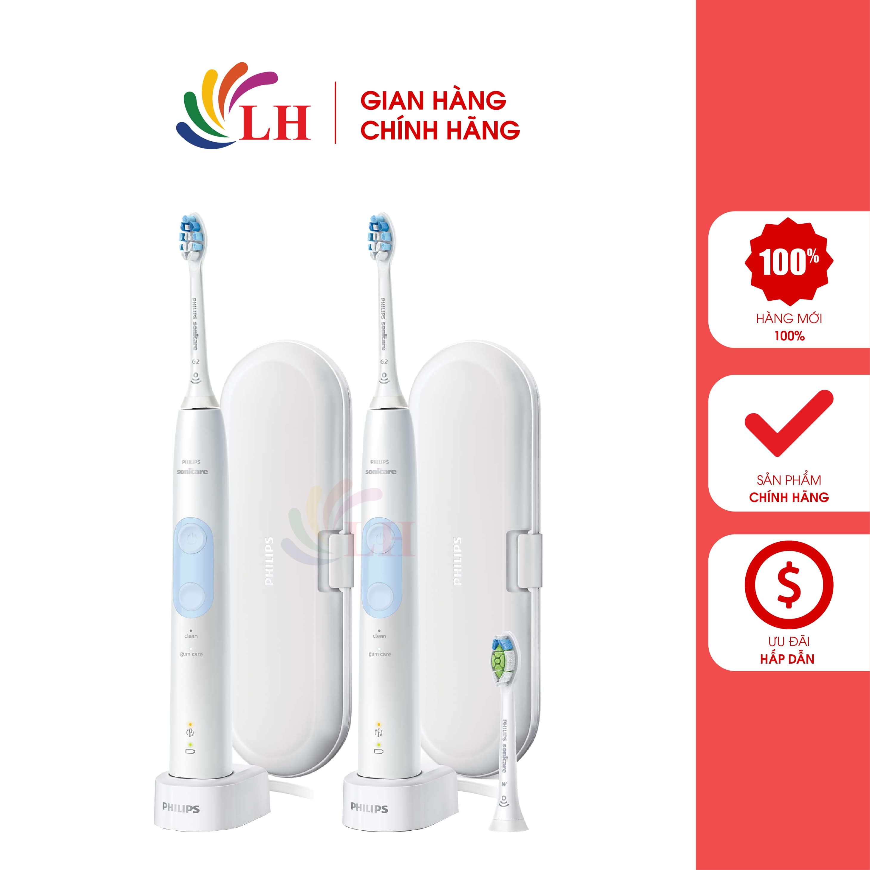 Bàn chải điện Philips Sonicare 5000 ProtectiveClean Gum Care Edition - Loại bỏ mảng bám trên răng, chăm sóc răng, bảo vệ nướu, nhắc nhở nếu chải răng quá mạnh
