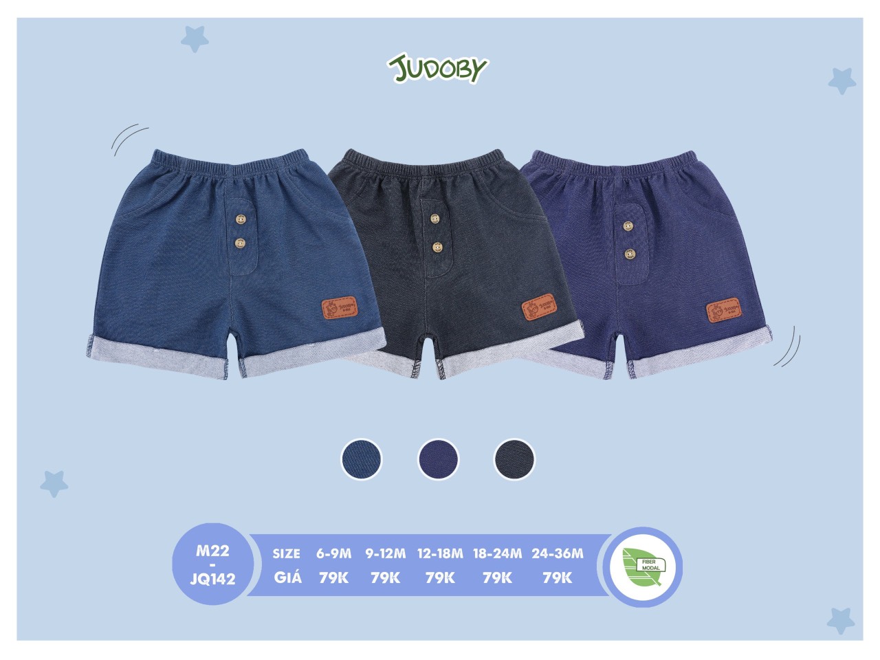 Judoby Dokma Quần đùi xắn gấu denim bé trai 6-36 tháng JQ142