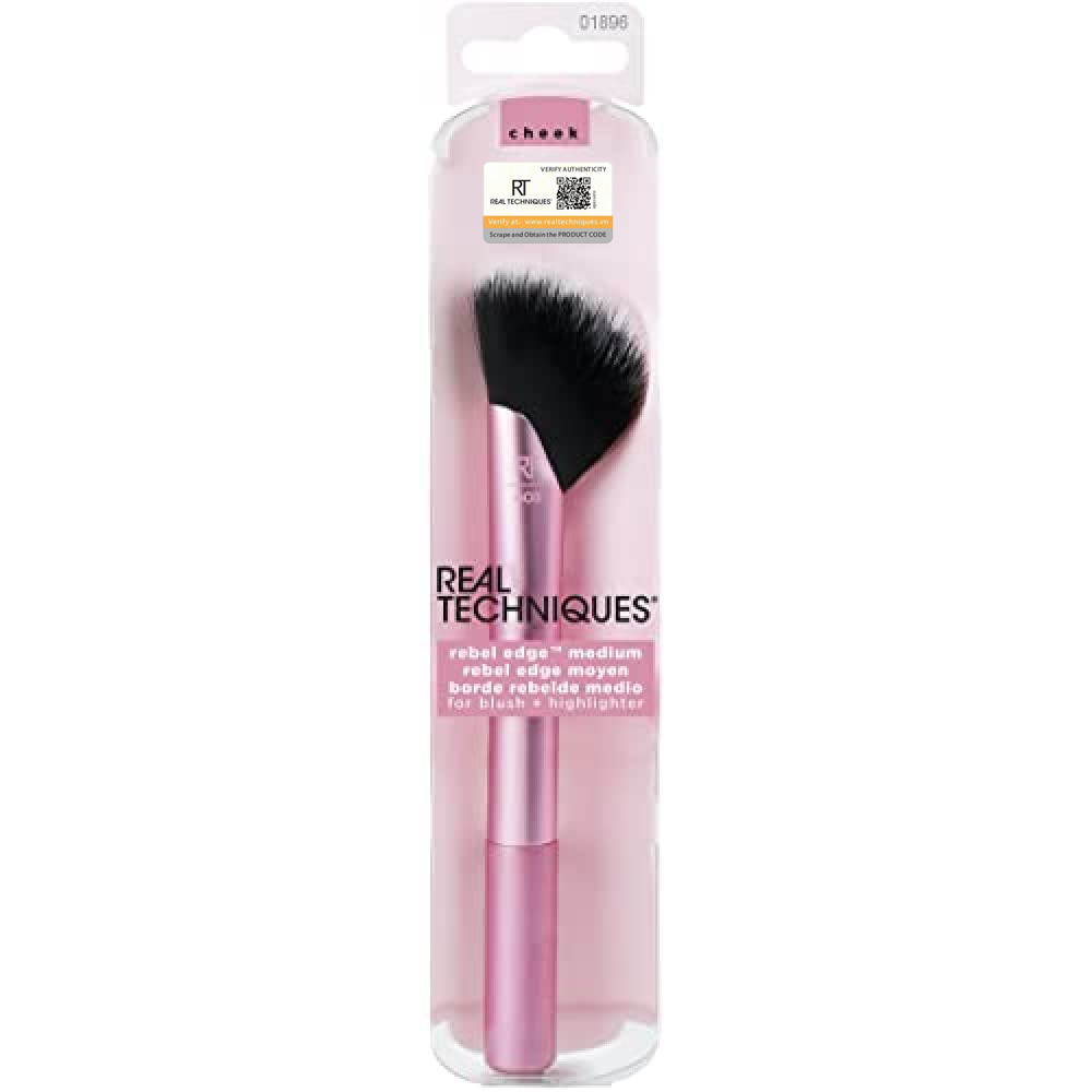 Cọ đa năng highlight má hồng và phủ phấn - real techniques cheek rebel edge medium blush + highlighter brush