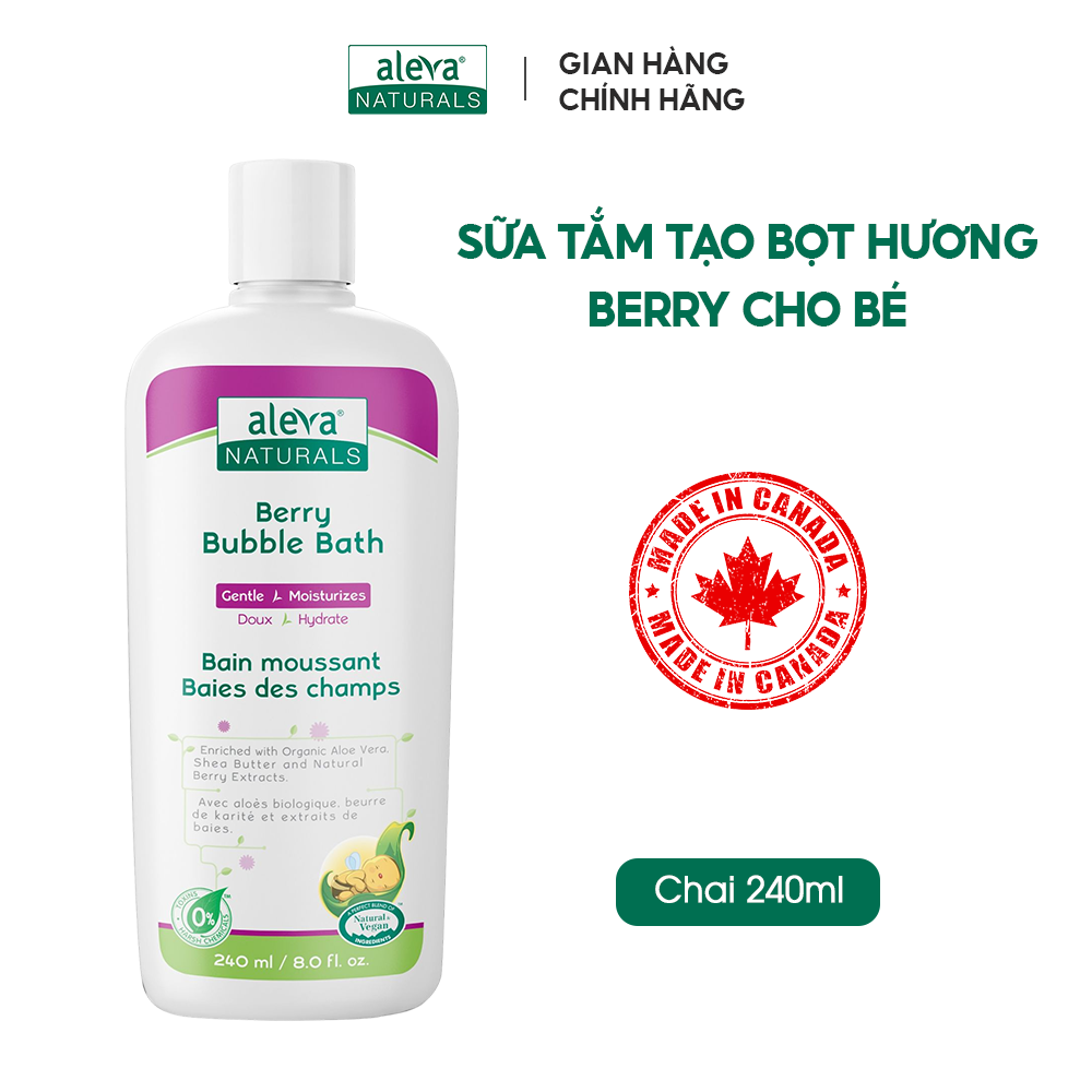 Sữa tắm tạo bọt dưỡng ẩm và làm mềm da cho bé hương berry Aleva Naturals (chai 240ml)