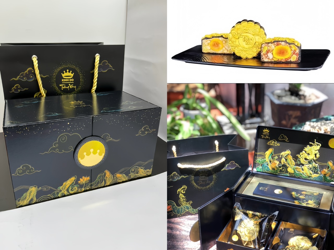 [CHÍNH HÃNG] KINH ĐÔ DÒNG TRĂNG VÀNG BLACK & GOLD G2 ( 2 BÁNH * 160G* TRÀ OLONG). BÁNH TRUNG THU KINH ĐÔ