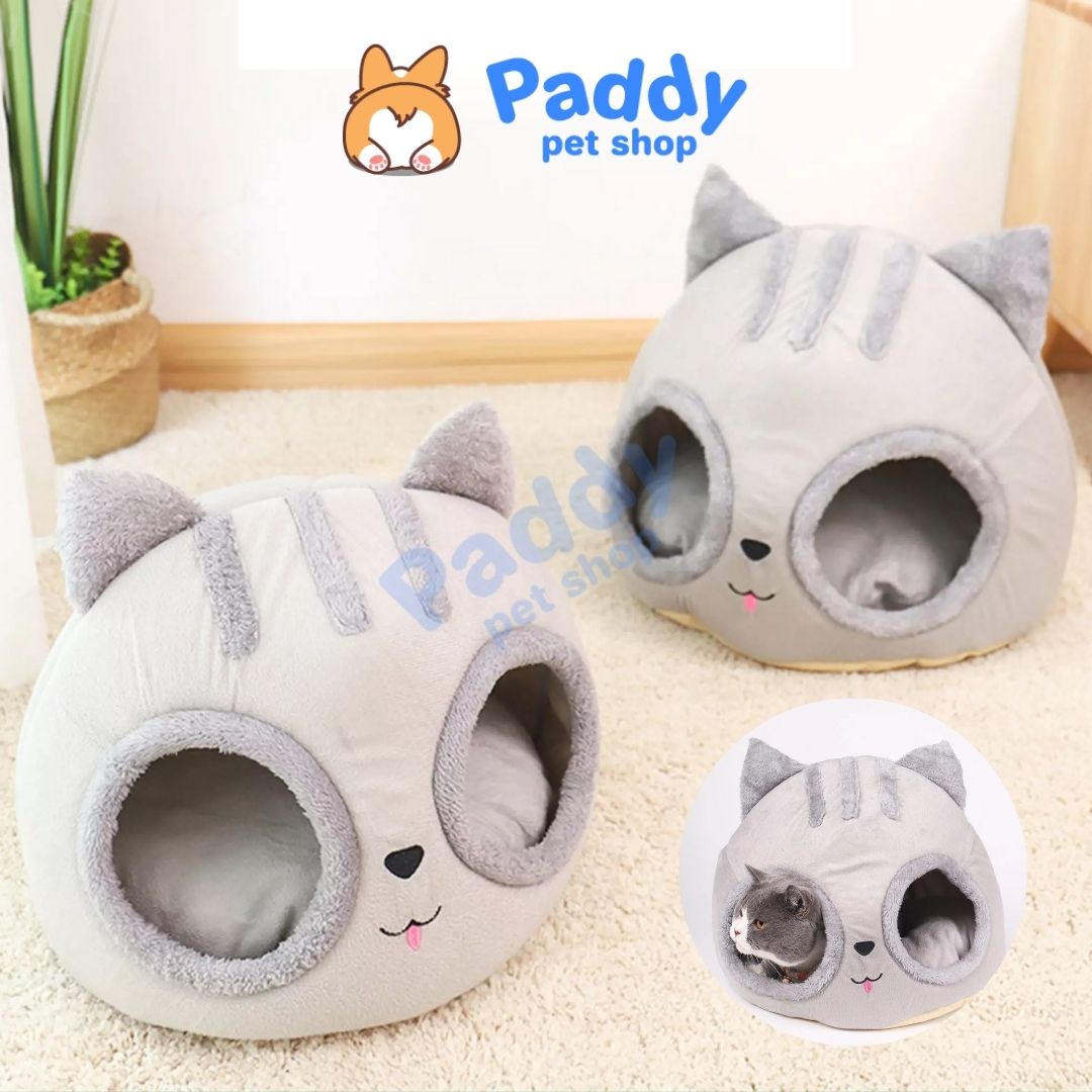 Nhà nệm mèo xám 2 ô cửa cho chó mèo nhỏ 5kg