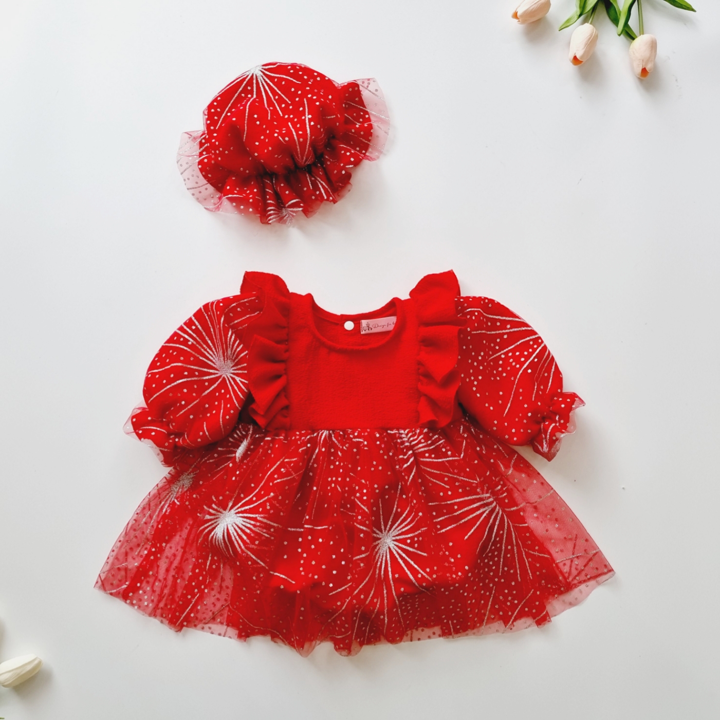 Body đỏ ánh sao rực rỡ dài tay kèm nón 3-13kg