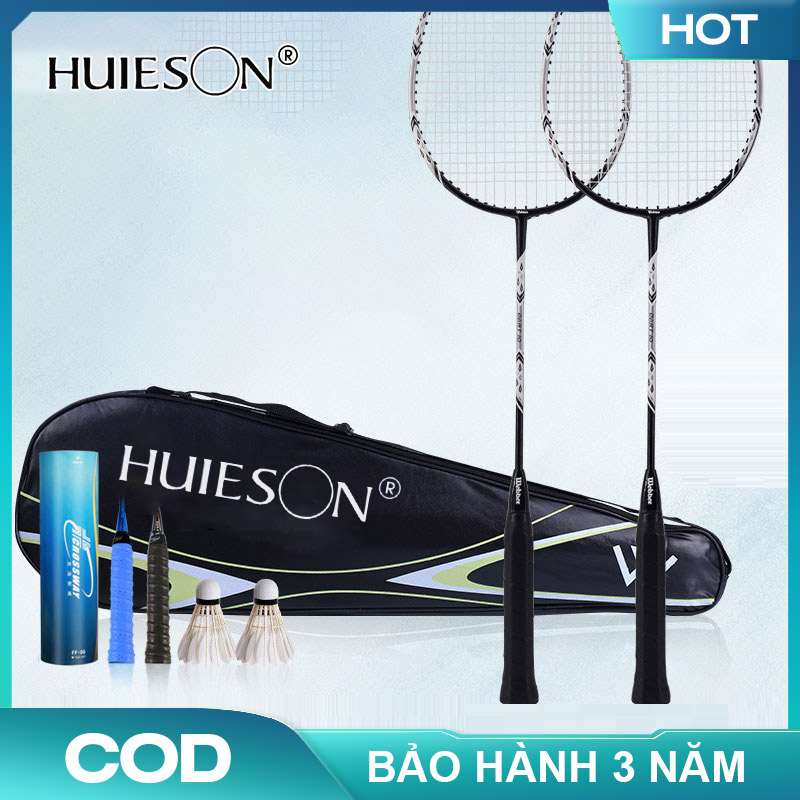 【Huieson】Vợt cầu lông cho người mới bắt đầu bằng sợi carbon 2 bộ tập nhôm carbon một cây vợt cầu lông chuyên nghiệp vợt chơi game chuyên nghiệp phù hợp cho người mới bắt đầu