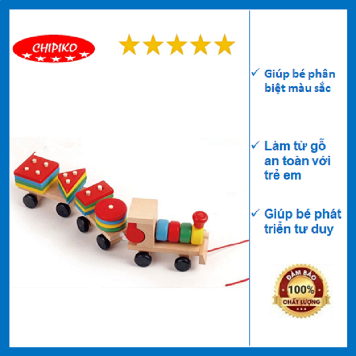 Đoàn tàu gỗ xếp hình khối Bộ đồ chơi giáo dục