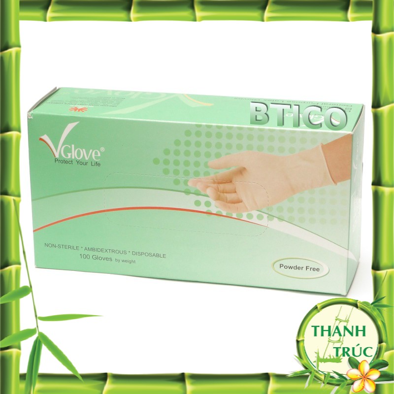[Hộp 100 Chiếc ] Găng Tay Cao Su Y Tế Vglove Nhám Không Bột Full Size(XS,S,M,L,XL)"