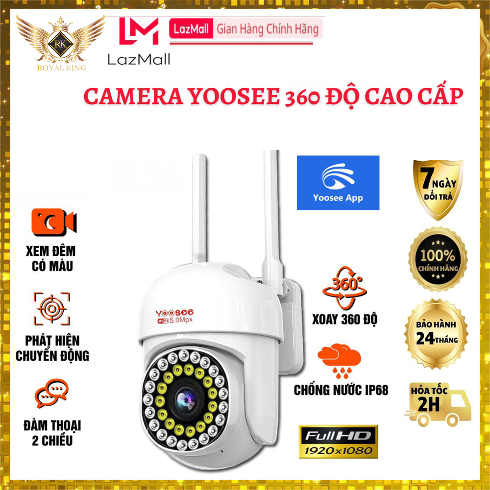 Camera ip yoosee ngoài trời ptz mini 36led 5.0mpx 1080p - chống nước xem đêm có màu - xoay 360 độ