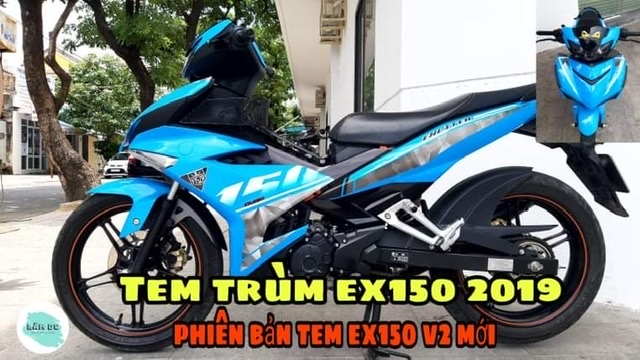 TEM TRÙM EX150 XANH XÁM MẪU 150 INDO