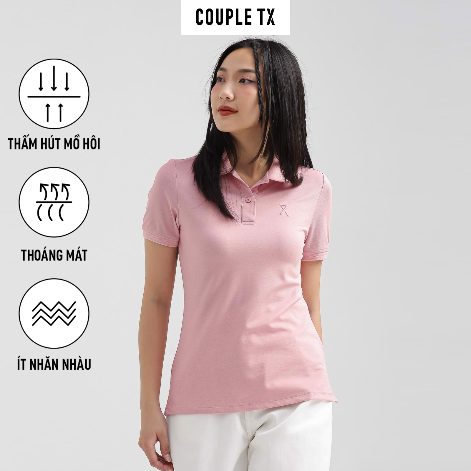 COUPLE TX - Áo Polo Nữ Slim Fit Bo Dệt Gân WPO 2017