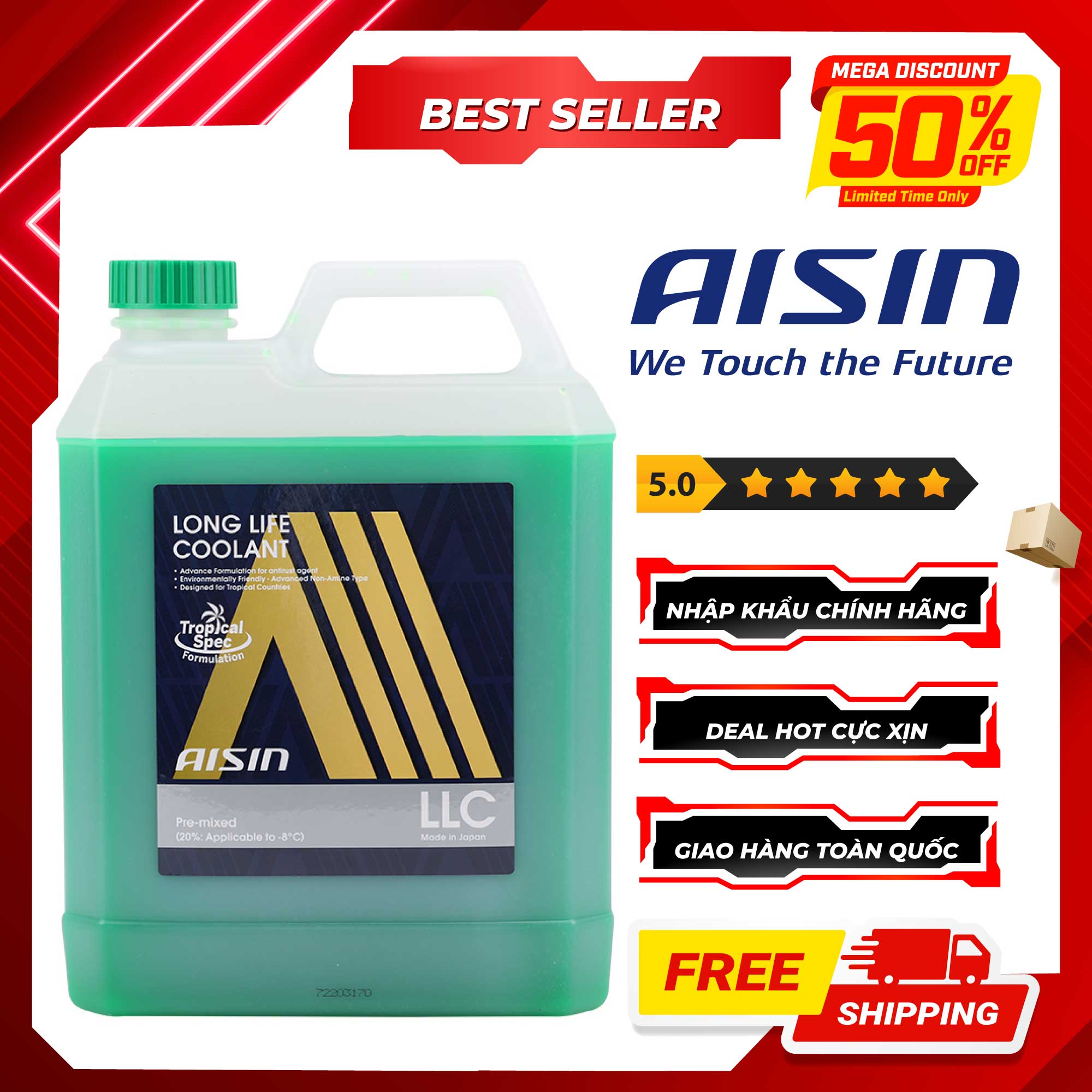 Nước Làm Mát Động Cơ Màu Lá AISIN LCPM20A4LG 4L - Nhập Khẩu Chính Hãng