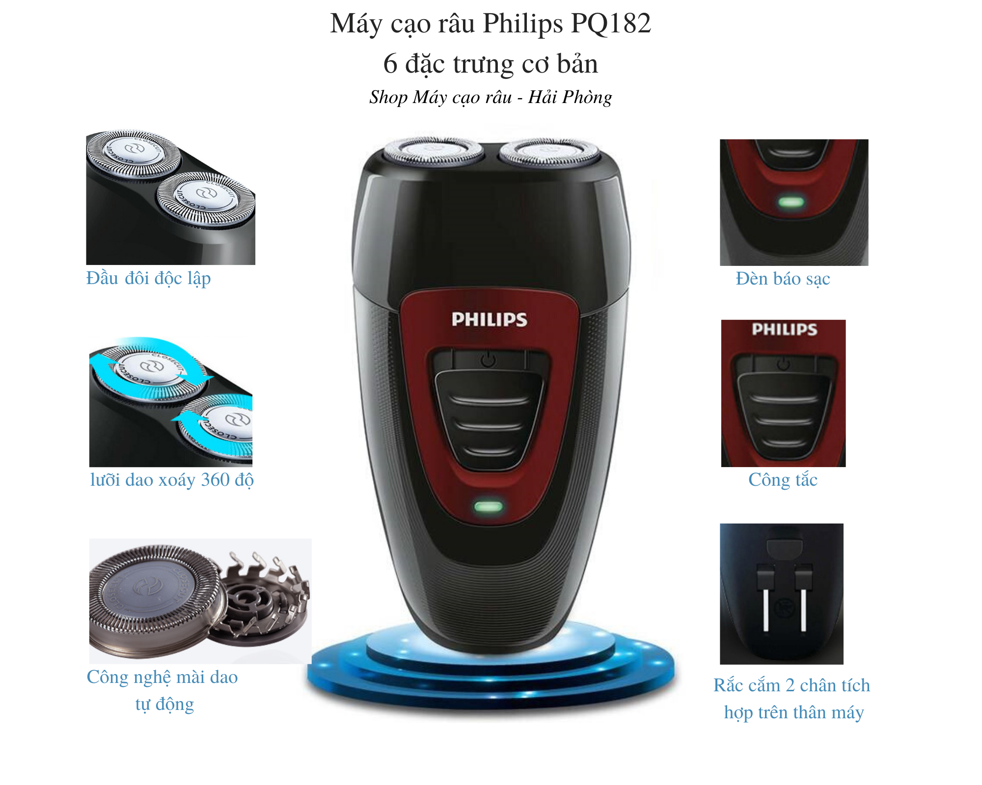 Máy cạo râu Philips PQ182 - pin sạc - BH 2 năm
