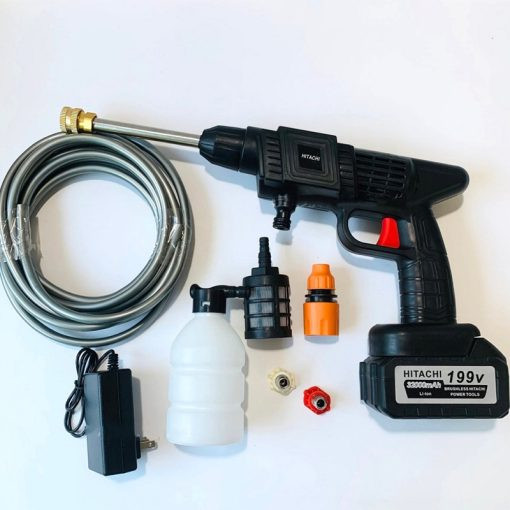 { SIÊU SALE } Máy rửa xe dùng pin Hitachi 199v áp lực cao - pin vòi phun có thể điều chỉnh, máy rửa xe áp lực cao tạo bọt tuyết, máy rửa xe gia đình 3 chế độ phun, máy giặt rửa áp lực tưới hoa, rửa điều hòa