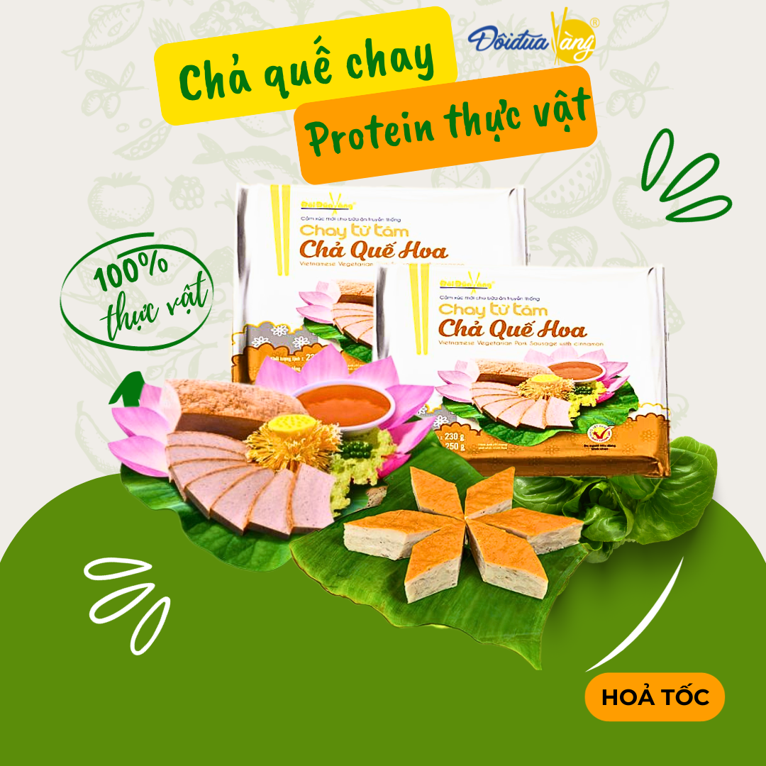 Chả quế chay Đôi Đũa Vàng gói 230gr - Giao tại Hà Nội và Hồ Chí Minh
