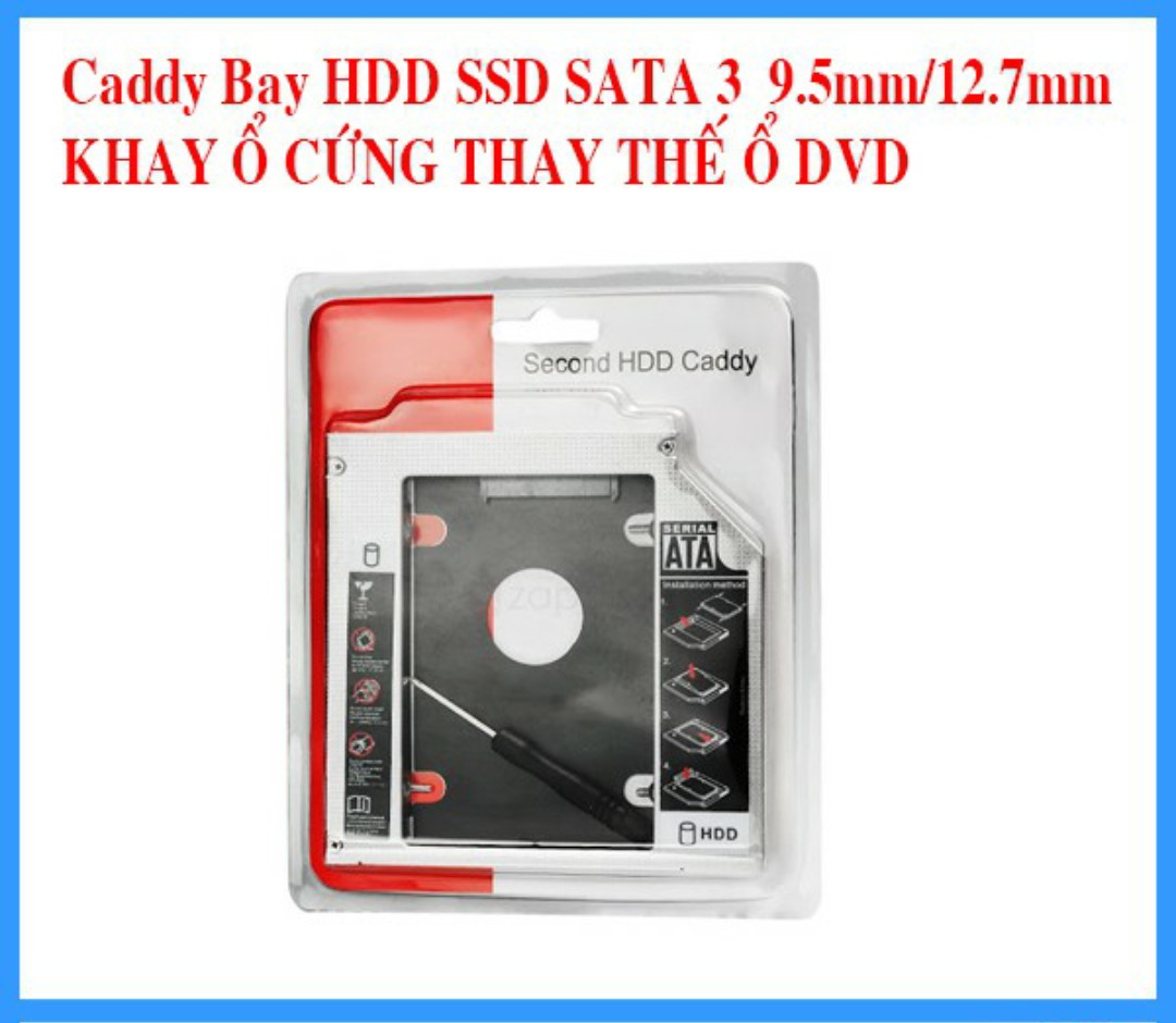 Khay ổ cứng caddy bay hdd ssd độ dày 9.5mm/12.7mm vỏ nhôm loại 1