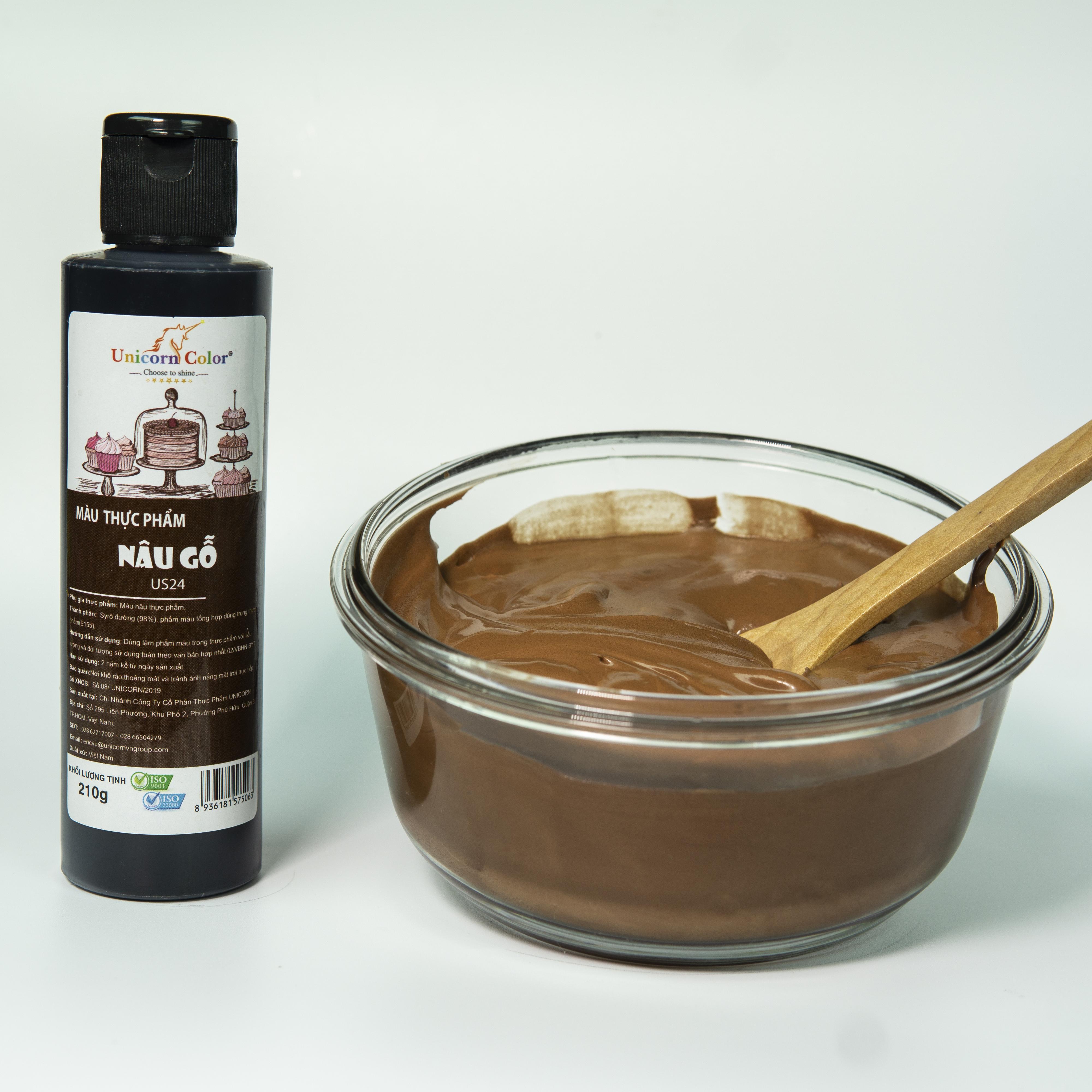 Màu thực phẩm Siro UNICORN Không đắng - Màu nâu gỗ A06 lọ 210gr - Chuyên dụng trong bánh kem, bánh kẹo, món ăn, đồ uống... đạt đạt tiêu chuẩn ISO22000:2018