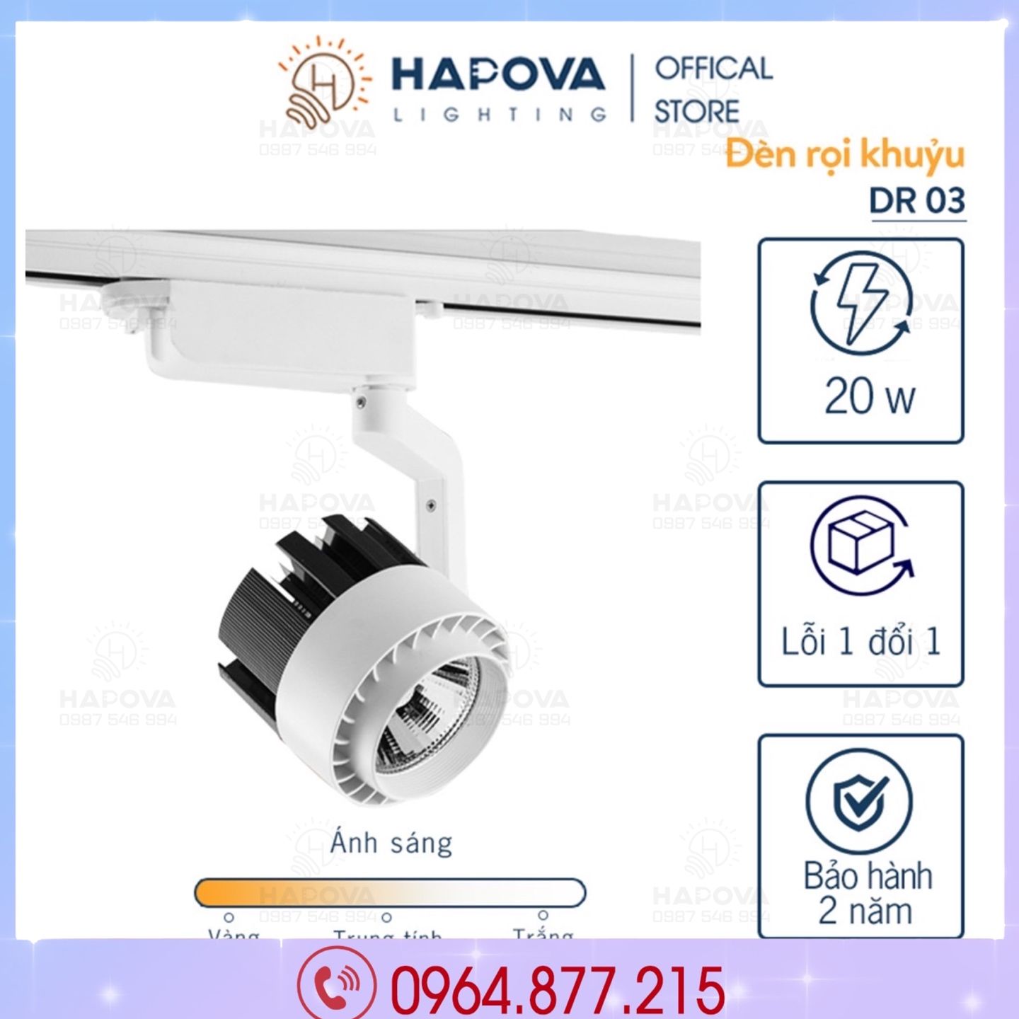 Đèn led ray, đèn rọi cob công suất 20w hapova dr 03