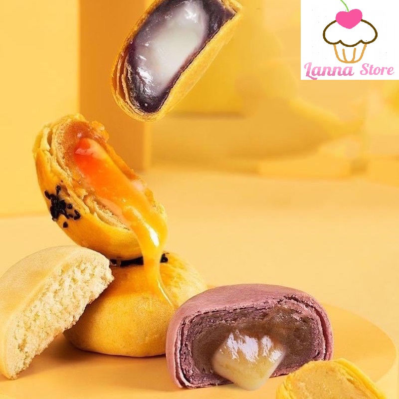 [HCM]Bánh Lava ngàn lớp nhân trứng muối chảy / khoai môn / Sầu Riêng / Sữa Hộp 300g 6 cái - HongKong