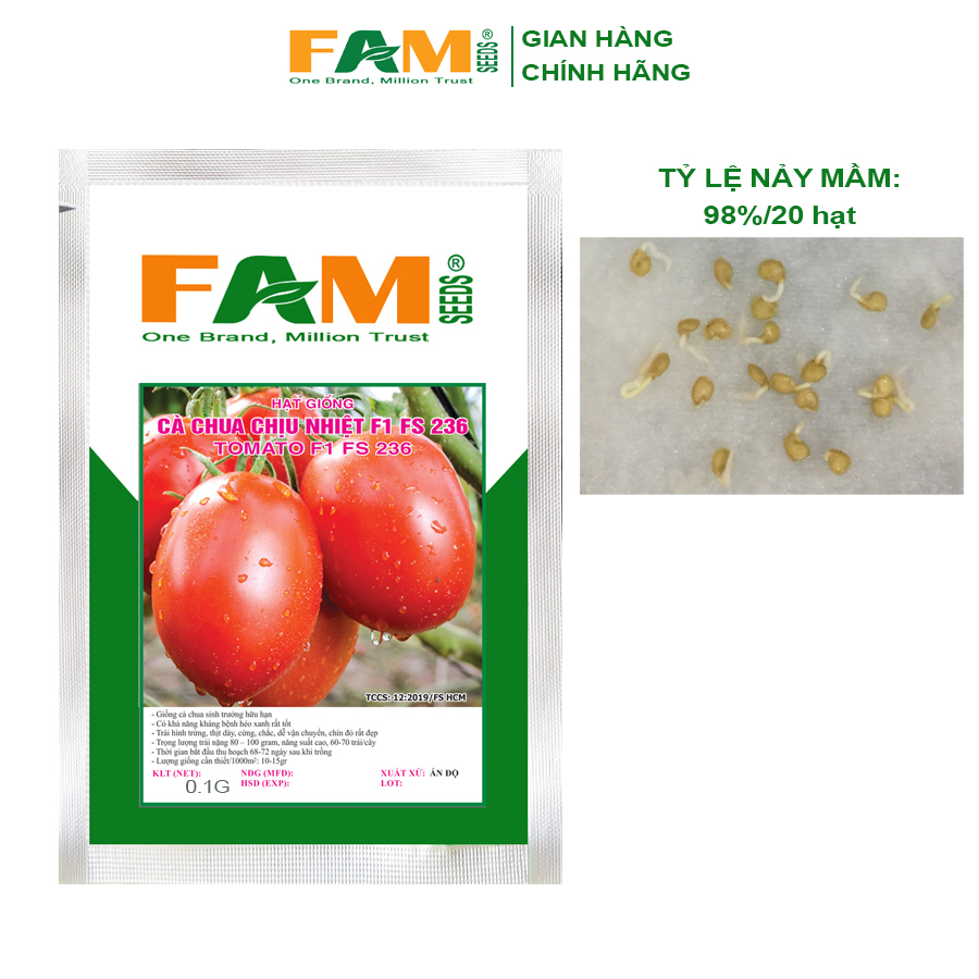 [HCM]Hạt Giống Cà Chua Chịu Nhiệt F1 FS 236 - Gói 0.1gr