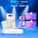 Máy Nhồi Bột Đánh Trứng HR3745/00 - Công Suất 450W - Thố Trộn 3L Bằng Nhựa Xoay Được - Nút Thả Que Đánh Tự Động - Chân Đế Chống Rung - Hàng Phân Phối Chính Hãng